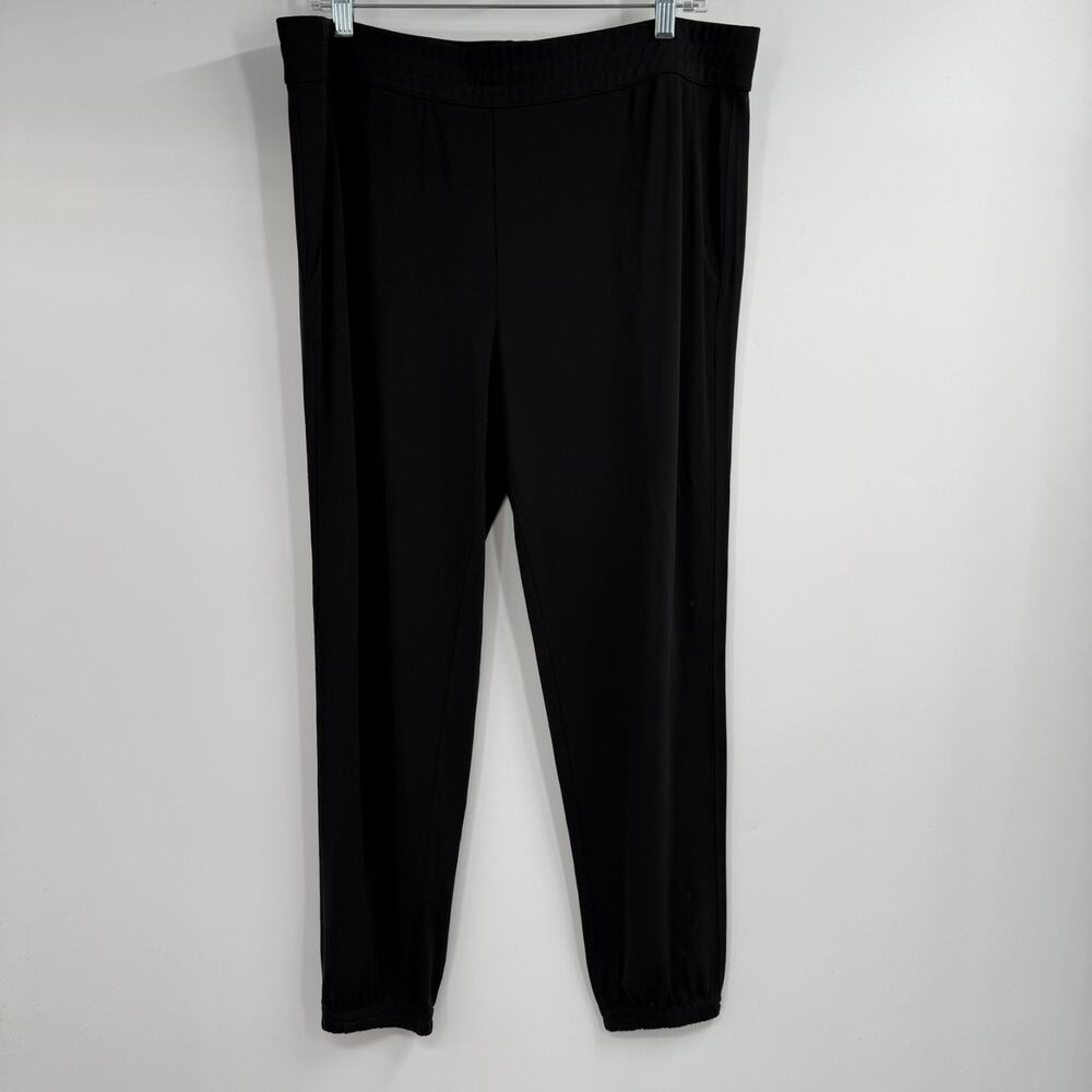 Polo Ralph Lauren Jogger Pants Womens L Black High Rise Pull On Pockets Stretch